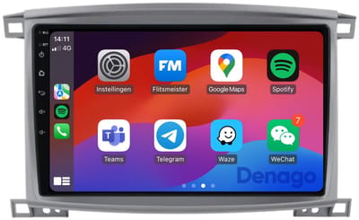 CarPlay autoradio geschikt voor Toyota Land Cruiser 100 | 2005 t/m 2007 | Android 13 | Draadloos Apple CarPlay & Android Auto | 2GB + 32GB | QuadCore processor | Denago DNG-A310 | 2025 model | 2005 2006 2007 | Bluetooth & Wifi | Grijs frame