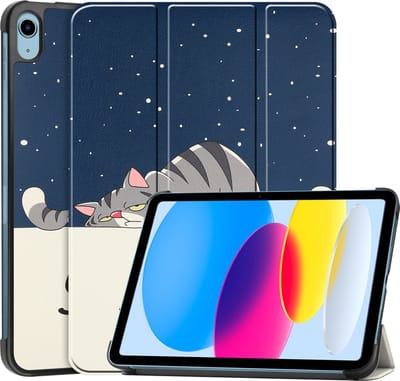 Hoesje - Geschikt voor Apple iPad A16/A18 (2022/2025/2026) - 10.9 & 11 inch (10e, 11e & 12e generatie) - Dun & Stevig - Hardcover Book Case - Trifold Bookcase Hoes - Hard Cover - Tablethoes - Kat