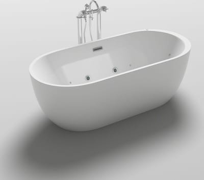 Vrijstaand Whirlpool Bubbel Bad Banjo 170X80CM. Kant En Klaar VRIJSTAAND BAD Met WHIRLPOOL & BUBBELBAD Functie. Uniek Model. Wit. IJzersterk en Lichtgewicht. Vrijstaand Whirlpoolbad 170X80
