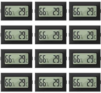Mini Hygrometer en Thermometer Set - 12 Stuks - LCD Digitale Temperatuur- en Luchtvochtigheidsmeter voor Binnengebruik