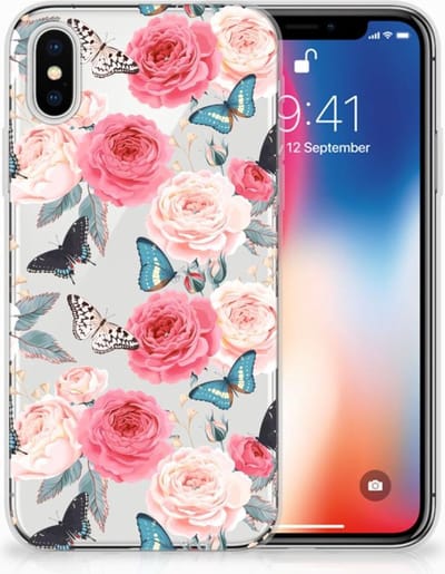 Apple iPhone X | Xs TPU Case Butterfly Roses
