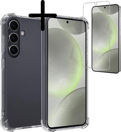 Hoesje Met Screenprotector - Geschikt voor Samsung Galaxy S24 - Sterk & Shockproof - Siliconen Case - Back Cover - Telefoon Hoes - Shock Proof - Transparant