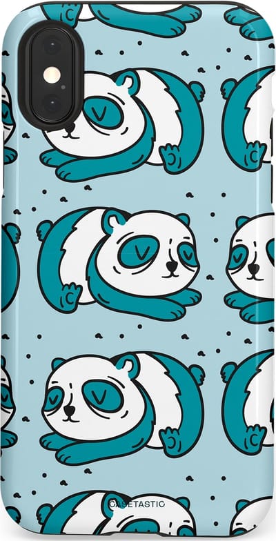 Casetastic hoesje geschikt voor Apple iPhone X / Apple iPhone XS - Dubbellaagse bescherming - Panda dromen - Fashion Case - Lichtgrijs Petrol Wit