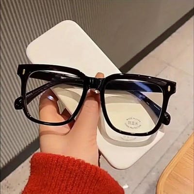 Nieuwe Retro Mat Frame Helder Zwart Frame Afslankende Bril voor Vrouwen Effen Wit Vlakke Spiegel black