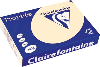 Clairefontaine Trophée Pastel, gekleurd papier, A4, 120 g, 250 vel, crème 5 stuks