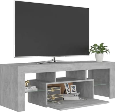 DHN TV Meubel - Tv-Kast Met Led Verlichting - Woonkamer Huiskast - Moderne Tv-Standaard - Beton Grijs - 120X35X40 Cm