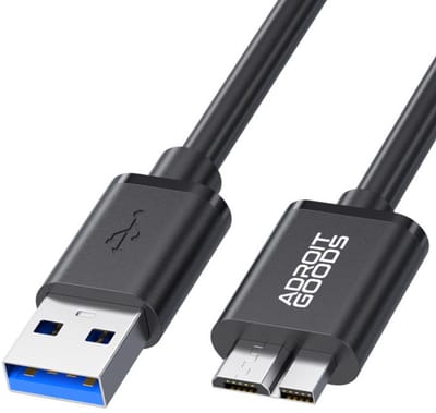 AdroitGoods USB 3.0 naar Micro-B kabel – Data & Oplaadkabel – 10Gbps – Harde Schijf Kabel – 0.3 meter