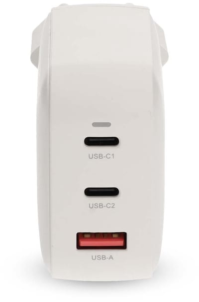 Nedis Oplader - 100 W - GaN - PD3.0 - 2.5 / 3.0 / 5.0 A - Outputs: 3 - USB-A / 2x USB-C - Automatische Voltage Selectie - Wit
