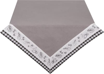 Clayre & Eef Tafelkleed 130*180 cm Grijs Katoen eekhoorn Tafellaken Tafellinnen Tafeltextiel