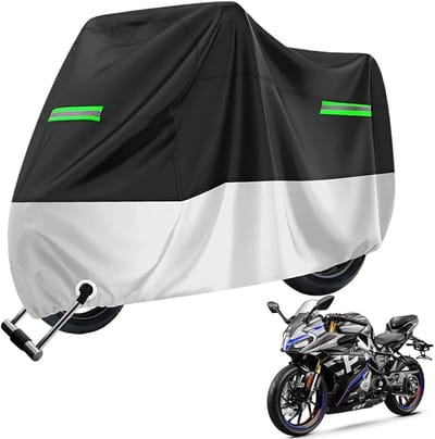 Waterdichte motorhoes 210D voor motorfietsen en scooters, met reflecterende strepen en hangslotopening, 245 x 105 x 125 cm, bescherming tegen weer en vuil