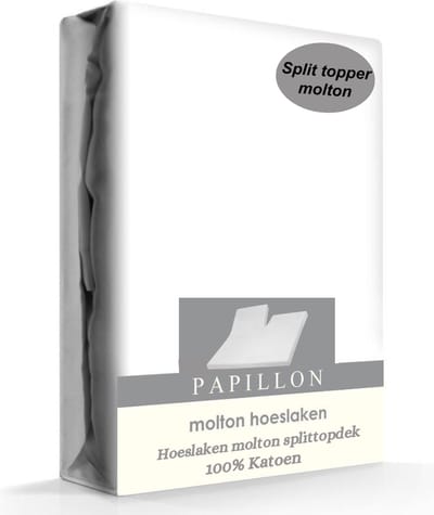 Hoeslaken molton splittopdek - Katoen - Wit - 160x200