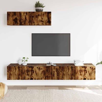 vidaXL - 3-delige - Tv-meubelset - bewerkt - hout - gerookt - eikenkleurig