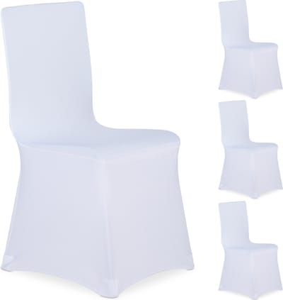 Relaxdays 4x stoelhoezen wit - stoelhoes universeel - stoelhoezenset - meubelhoes stoel