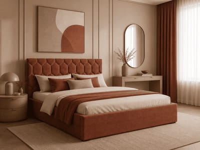 Gestoffeerd Bed 02 met Opbergruimte en Hoofdbord 140x200 cm - Oranje (Casa 12)