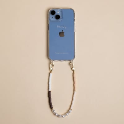 Hendy telefoonhoesje met koord - Beige Mixed Short Telefoonketting - iPhone 7 / 8 / SE (2DE GENERATIE)