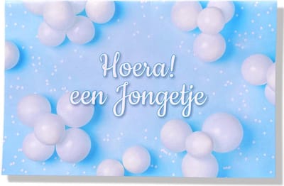Hoera een Jongetje! - Luxe Geboortekaartje Jongen - 12x17cm - Gevouwen wenskaart met envelop