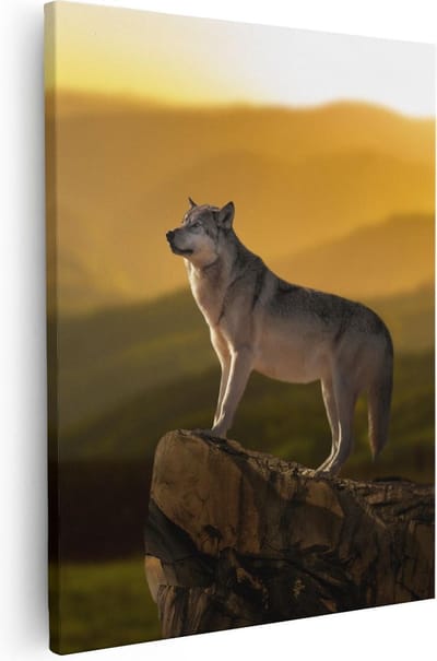 Artaza Canvas Schilderij Wolf - 40x50 cm - Wanddecoratie Dieren - Muurdecoratie Woonkamer - Schilderij Natuur