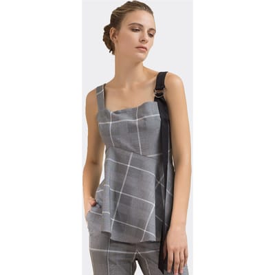 Wijd uitlopende tartan top