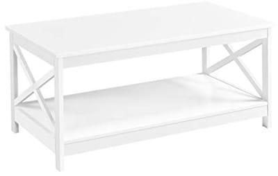 Witte Salontafel met Opbergruimte en Stabiel Ontwerp - Eenvoudig te Monteren, 100 x 54,5 x 45 cm