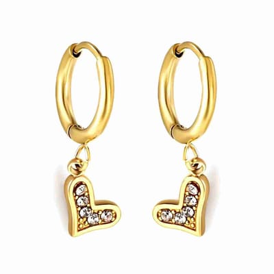 WeLoveSilver - chirurgisch stalen oorringen - hartje met kristallen - 20mm