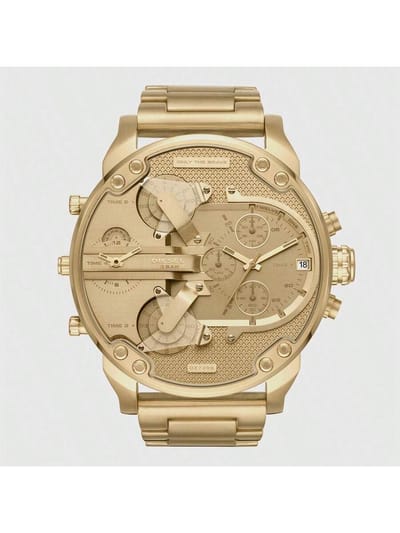 Diesel Oversized 57mm Dial Multi-Time Chronograph voor Heren – Een opvallend item voor een avondje uit, streetwear en reizen – DZ7399 goud