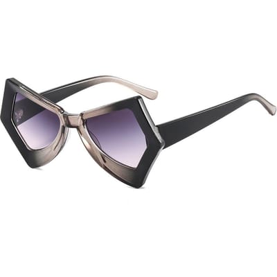 Trendy Onregelmatige Vierkante Zonnebril Dames Heren Tweekleurig Verloopframe Punk Kattenoog Zonnebrillen Glazen Kleurrijk Uv400 as picture
