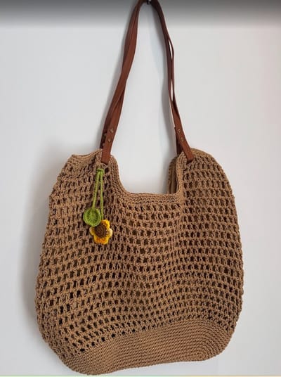 Handbag tote bag - strand handtassen - Recycled cotton bag - Bruin handgemaakte tasje