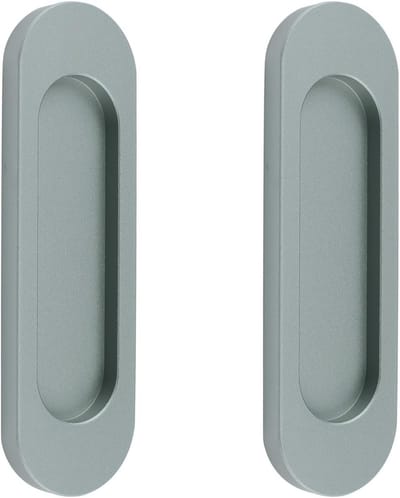 Zelfklevende ovale schuifdeur-handgrepen, 2 stuks aluminiumlegering trek-handgrepen voor schuifdeuren, zonder frezen, voor ramen of kasten (mat-grijs, 100 mm)