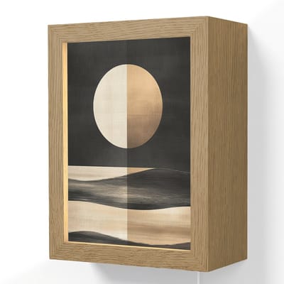 Wandlamp 15x20 cm - Oplaadbaar - Maan - Cirkel - Goud - Wandlampen binnen woonkamer - Slaapkamer lamp met kabel - Decoratieve nachtlamp - Vloerlamp snoer