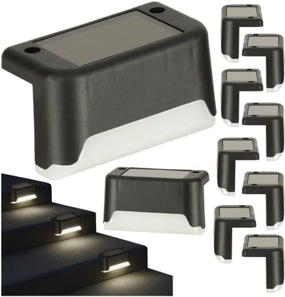 Solar Muurlamp 8 Stuks - Zwart - Buitenverlichting Solar - Waterdicht - Muurverlichting - Padverlichting - Tuinverlichting op Zonne-Energie - Warm Wit Licht - Buitenlamp Solar - Buitenverlichting