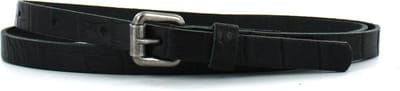 Smalle Leren Dames Riem Krokoprint | 1.5cm breed | Riemmaat: 85cm (totale lengte: 100cm) | 100% echt leer | Nikkelvrije gesp | Kleur: zwart