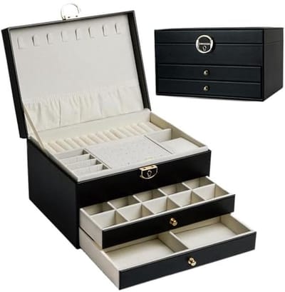Sieradendoosje met Drie Lagen - Elegante Opbergoplossing voor Sieraden in Geometrische Stijl