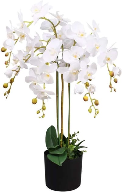 Realistische Kunstorchidee in Pot - 85 cm - Wit