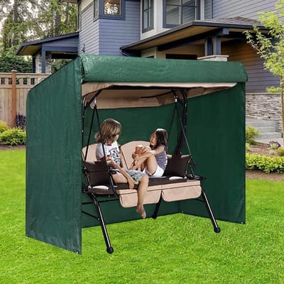 Schommel bankje, beschermhoes, 3-zits, waterdicht, winddicht, stoffen bekleding voor tuinschommel, groot (215 x 150 x 150 cm) BLGSC215-0GR