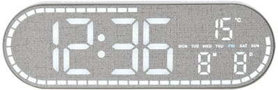 Minimalistisch stijl klok, woonkamer/eetkamer decoratieve klok, multifunctionele digitale klok, slaapkamerklok, datum/week/temperatuur, vier standen helderheidsregeling, groot klok nachtlamp, grijze stijl