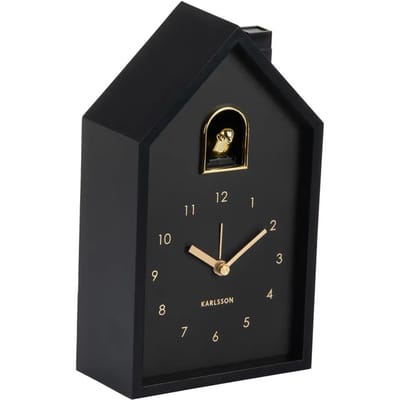 Karlsson Wekker Modern Cuckoo Oro - Zwart - 15x11.5x20cm - Modern - Wekker voor slaapkamer - Wekkers