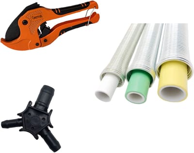 PEX & Meerlagenbuis Montage Set 20/25/32 – Kalibrator & Ontbramer 20/25/32 mm + Buizenkniptang tot 42 mm + Uitwendige Buigveren 20/25/32 – Complete Installatieset Water & CV
