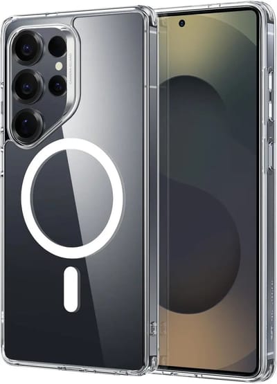 ESR Classic Hybrid HaloLock Hoesje Geschikt voor Samsung Galaxy S25 Ultra | Compatibel met MagSafe / Qi2 en HaloLock | Back Cover met Magneet | Transparant