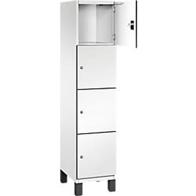 C+P Cambio lockerkast, 1 vak, 4 vakken, op poten, B 400 x D 525 x H 1980 mm, verkeerswit/wit