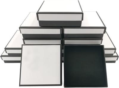 SnelShoppen - 12 Stuks Luxe Cardboard Papieren Sieraden Dozen - Vierkante Gift Boxes voor Verpakking van Kettingen, Armbanden, Oorbellen - Zwart en Wi