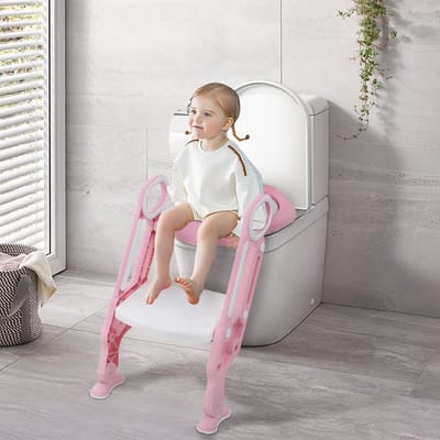 Kindertoiletbril met trede - Zindelijkheidstrainer - Zelfstandig naar toilet - Universeel en veilig - 41 x 31 x 2.51 cm