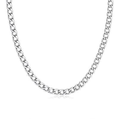 Twice As Nice Halsketting in edelstaal, gourmet 7 mm 50cm+5cm