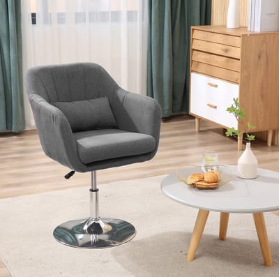 Wishdor bureaustoel 60 x 60 x 79-91 cm hoogteverstelbaar 360° draaibaar met armleuningen donkergrijs