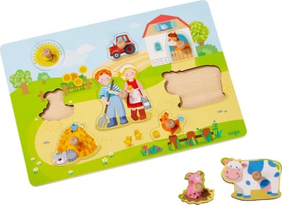 Boerderij Puzzel - Houten Puzzel - Kind Ontwikkeling - 8 Grote Stukken - 21x30cm - Boerderij Thema