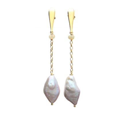 Bela Donaco - Oorbellen Classic B11 – 24K Verguld Sterling Zilver – Keshi Parels
