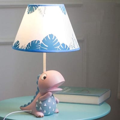 Dinosaurus Bureaulamp - Kinderslaapkamerlamp Nachtlampje - Kamer Decoratie - Milieuvriendelijk Hars - 34 cm - Roze