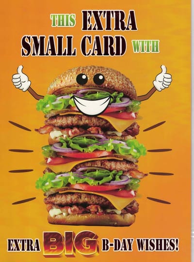 Wenskaart A4 - wenskaart XL - hamburger wenskaart - Happy birthday - verjaardag - congratulations -