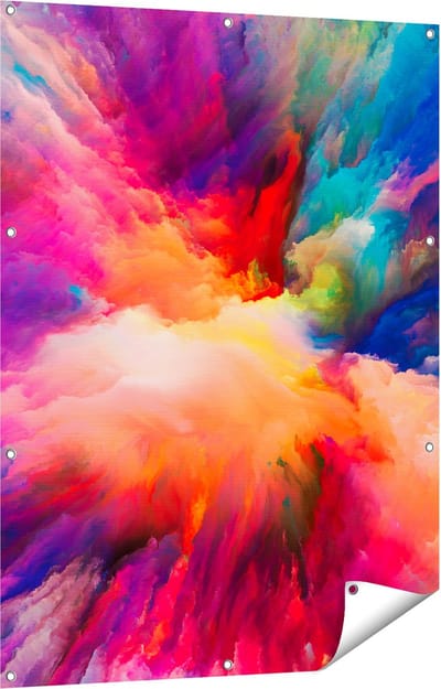 Gards Tuinposter Abstracte Kunst van Kleuren Verf - 90x120 cm - Tuindoek - Tuindecoratie - Wanddecoratie buiten - Tuinschilderij