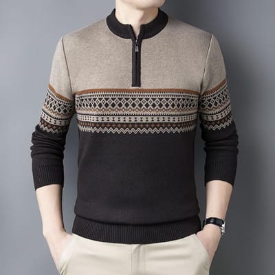 Pull d'hiver Vêtements d'hiver pour hommes Pull tricoté épais à col montant Chaud 4XL
