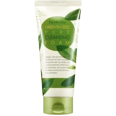 Mousse nettoyante pure aux graines de thé vert Farm Stay 180ml + CADEAU ALEATOIRE beige